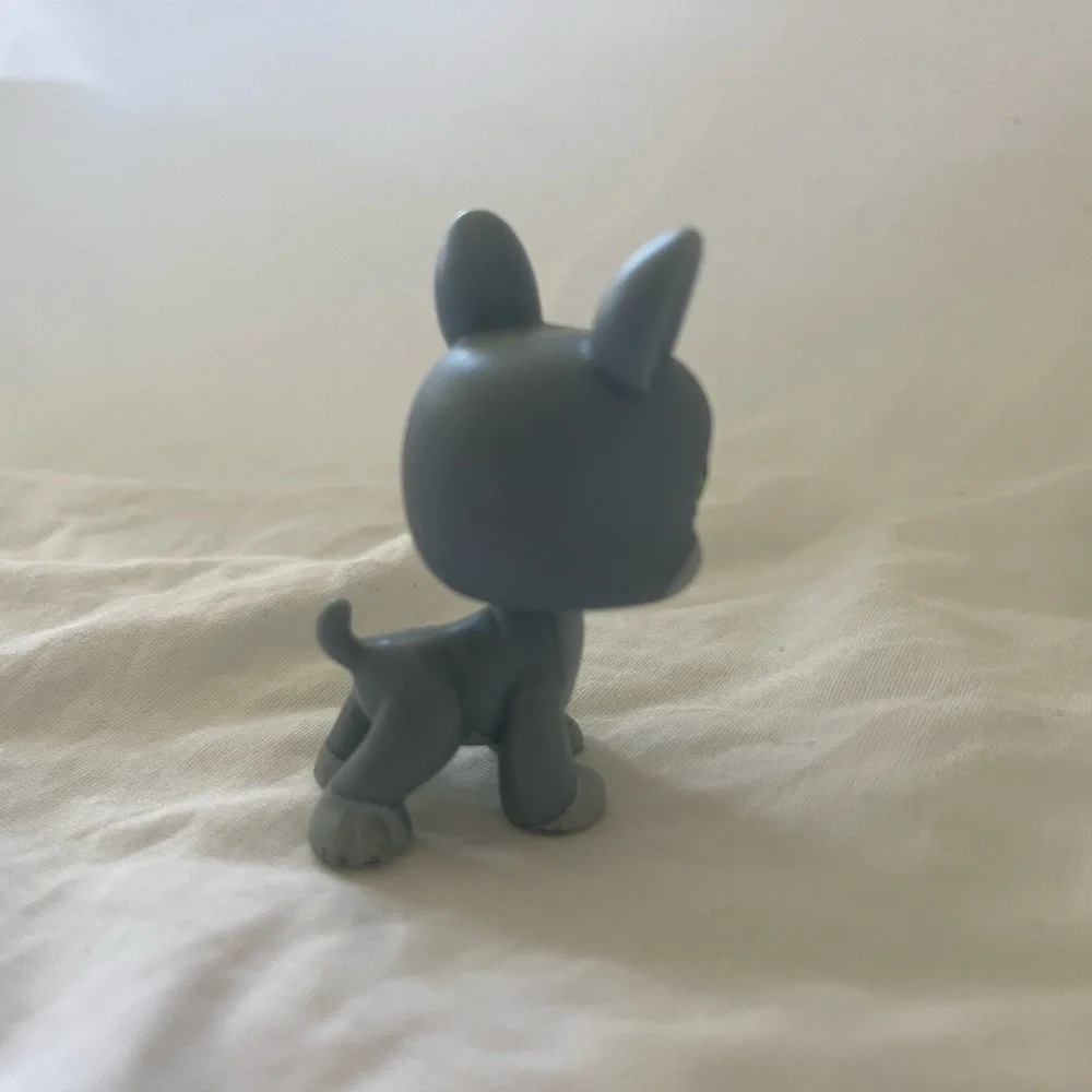 Littlest Pet Shop LPS Blue dog, Boston Terrier, bat eyes #857